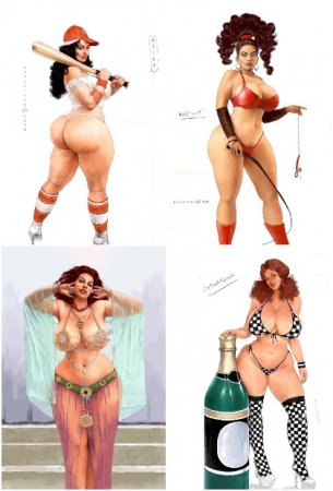 Рисованные девушки в стиле Voluptuous